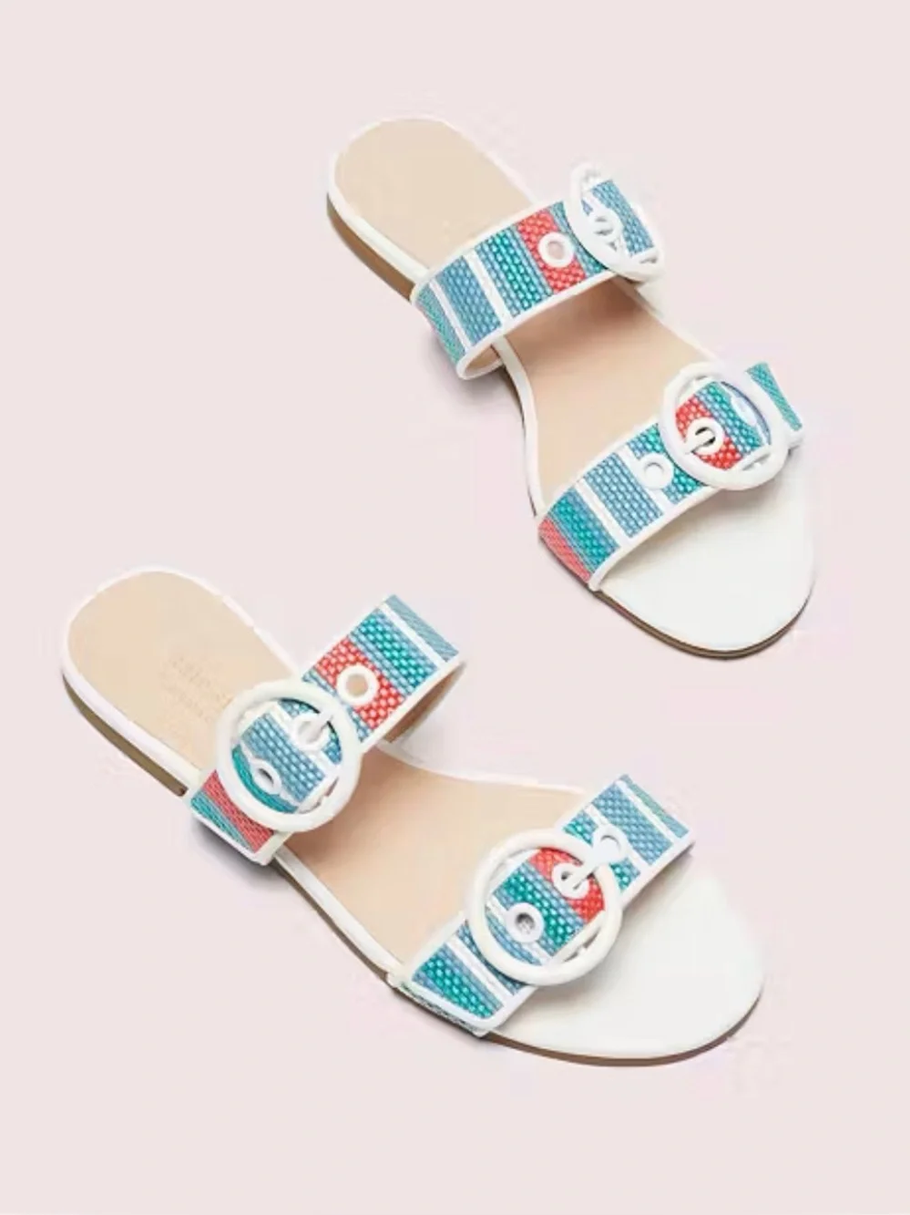 Kate Spade Women Multi Color Double Strap Sandals Marine Size 8.5B